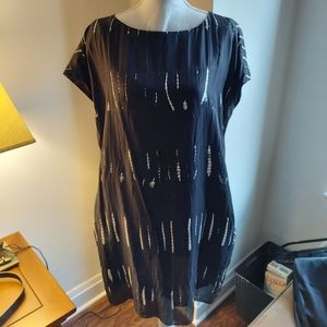 Eileen Fisher Silk Black Pattern Dress Size Small